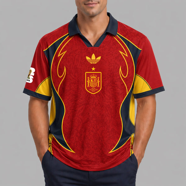 Spain World Cup 2026 Collar Soccer Jersey PVT01