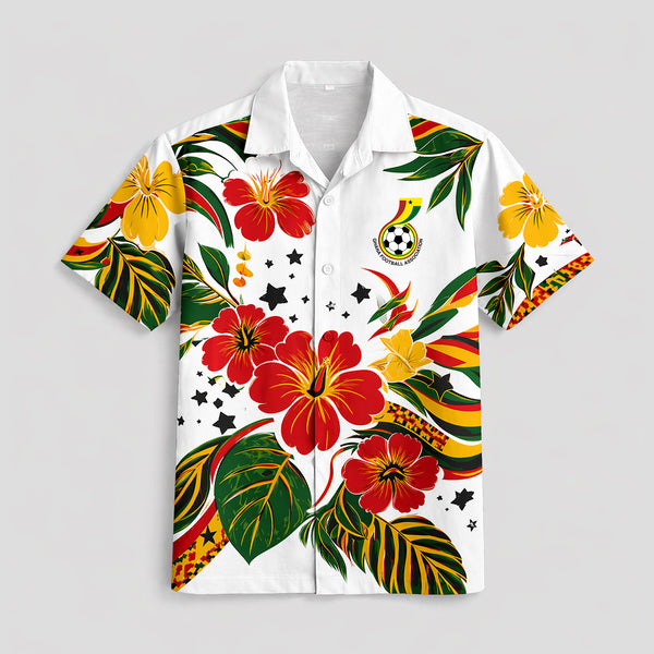Ghana World Cup 2026 Floral Hawaiian Shirt PVT02