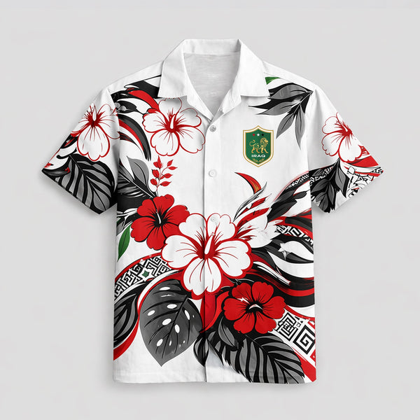Iraq World Cup 2026 Floral Hawaiian Shirt PVT02
