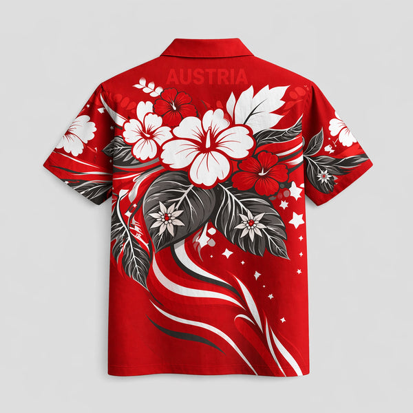 Austria World Cup 2026 Floral Hawaiian Shirt PVT02