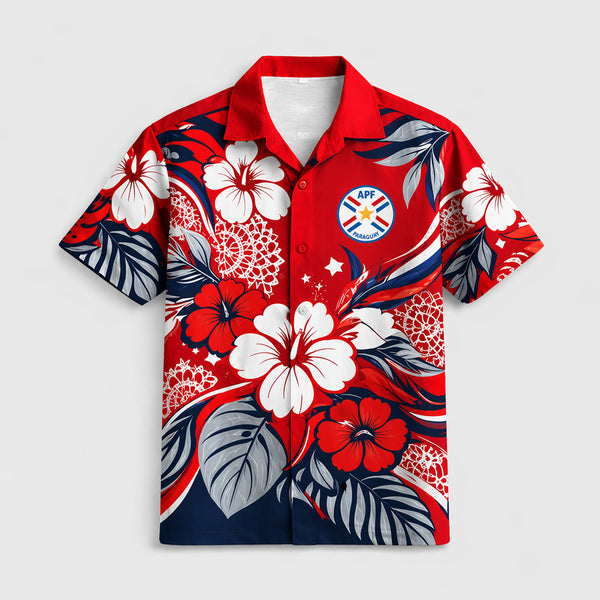 Paraguay World Cup 2026 Floral Hawaiian Shirt PVT02