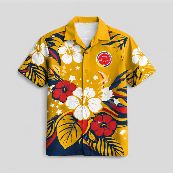 Colombia World Cup 2026 Floral Hawaiian Shirt PVT02