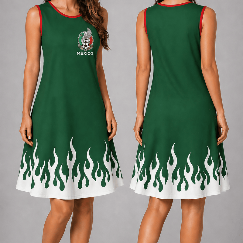 Mexico World Cup 2026 Summer Dress Flame Dress