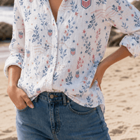 USA Soccer Team Floral Women Linen Shirt