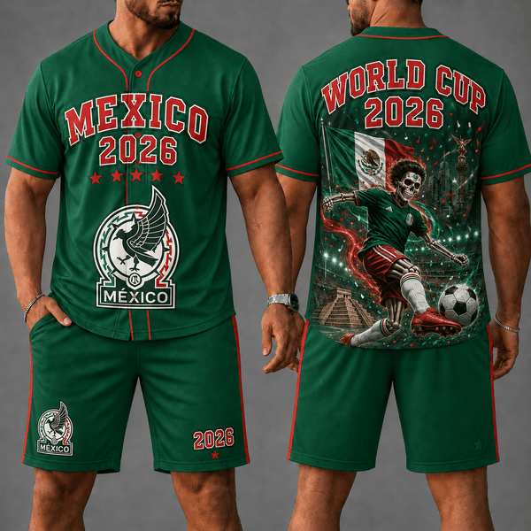 Mexico WC 26 Skull Jersey Shorts Set