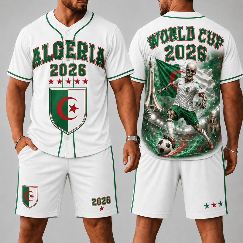 Algeria WC 26 Skull Jersey Shorts Set