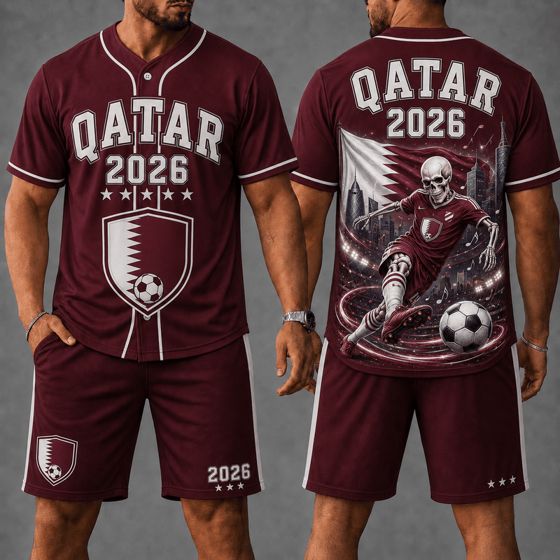 Qatar WC 26 Skull Jersey Shorts Set