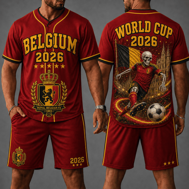 Belgium WC 26 Skull Jersey Shorts Set