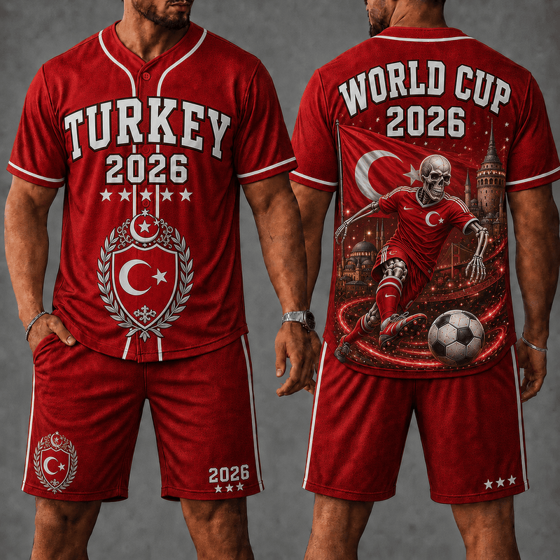 Turkey WC 26 Skull Jersey Shorts Set